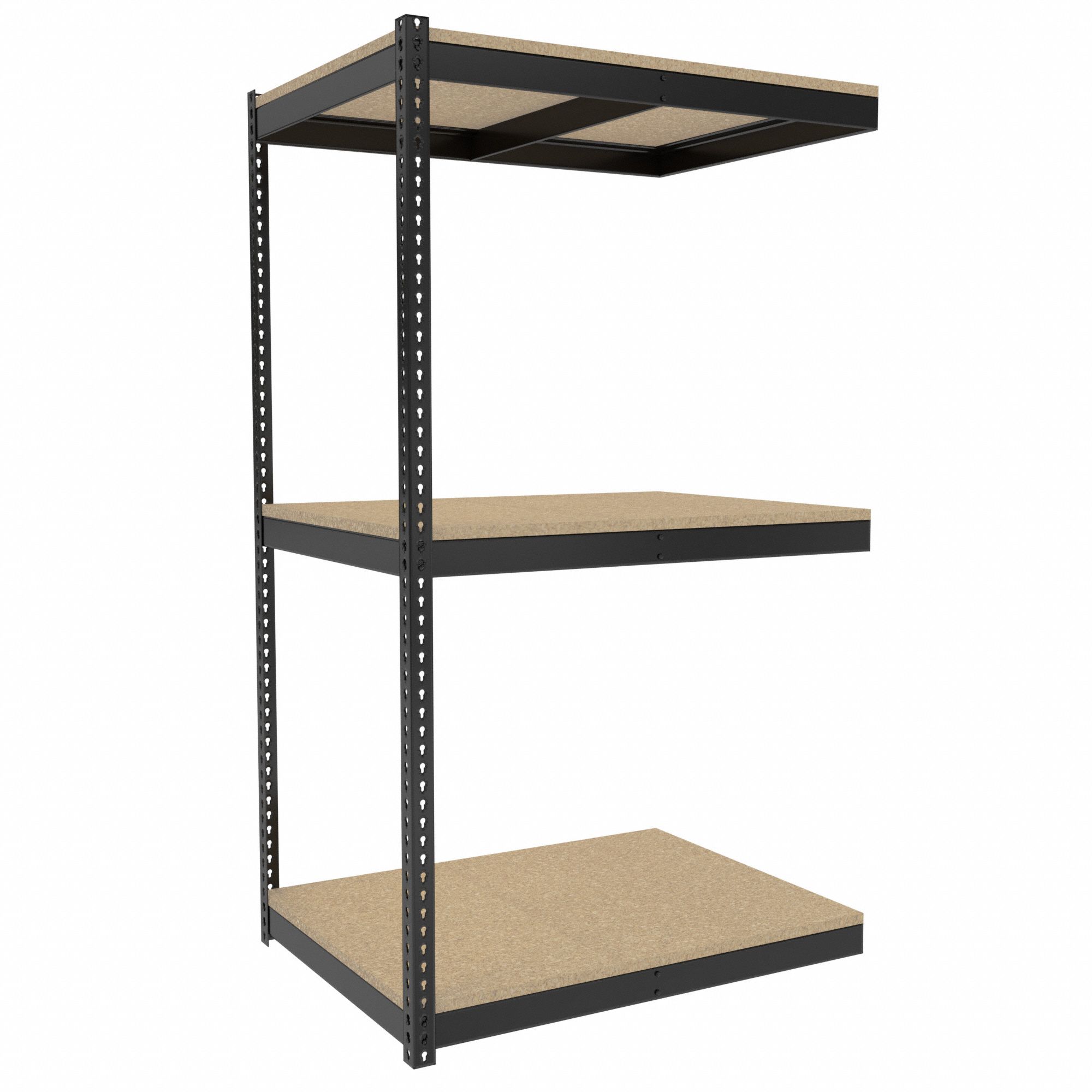 Boltless Shelving: Add-On, Medium-Duty, 48 in x 36 in, 84 in Overall Ht, 3 Shelves