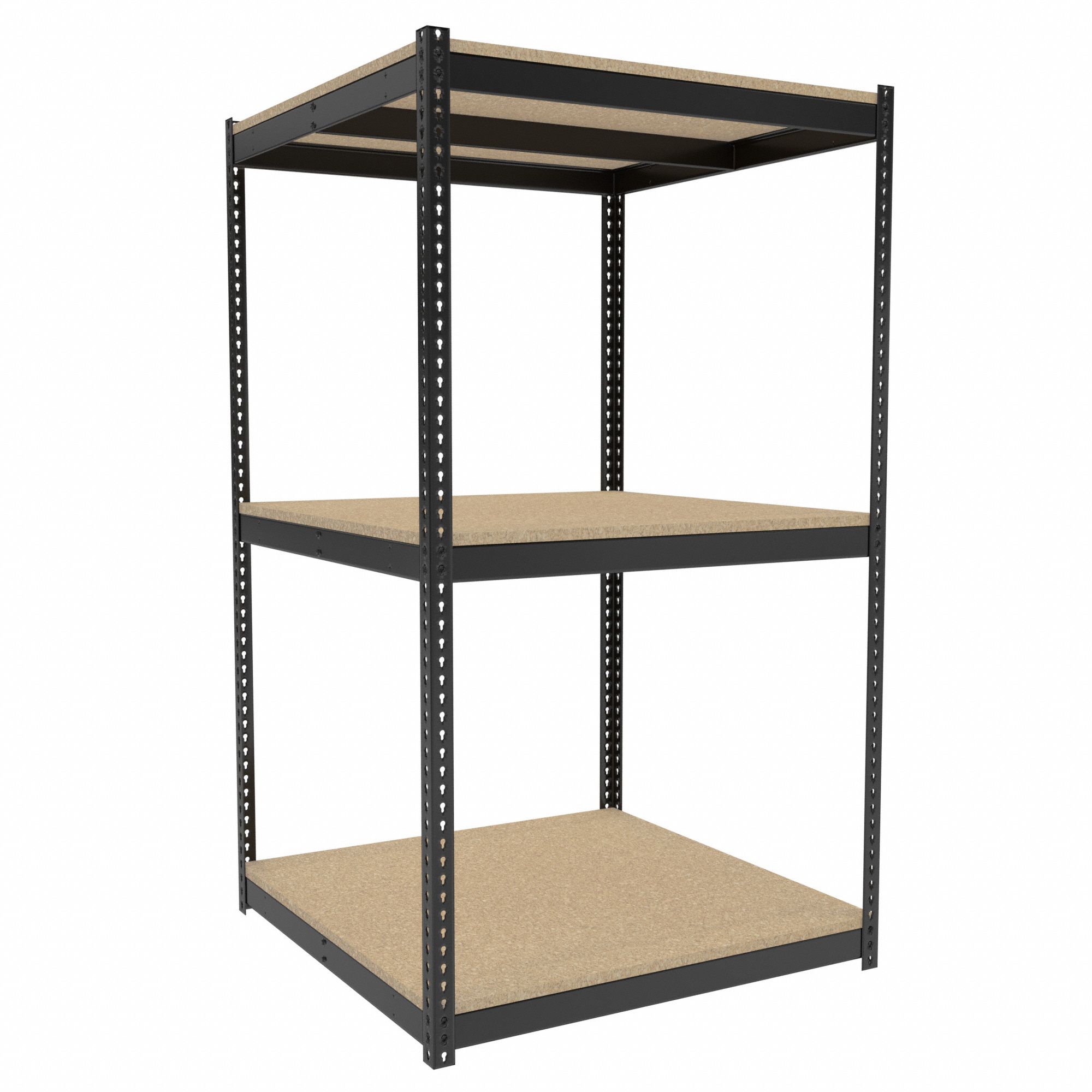 Boltless Shelving: Starter, Medium-Duty, 48 in x 48 in, 84 in Overall Ht, 3 Shelves, Open