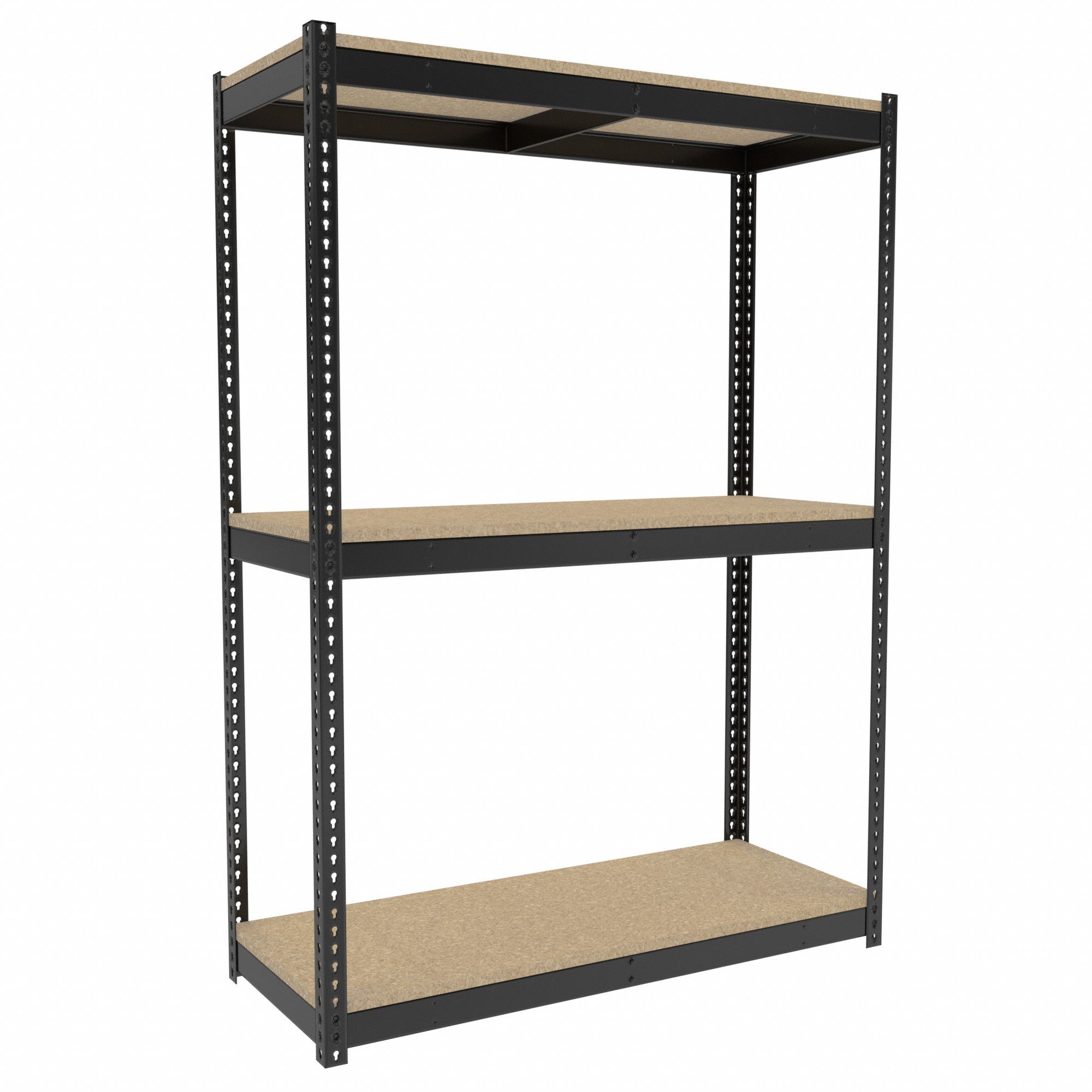 Boltless Shelving: Starter, Medium-Duty, 60 in x 24 in, 84 in Overall Ht, 3 Shelves, Open