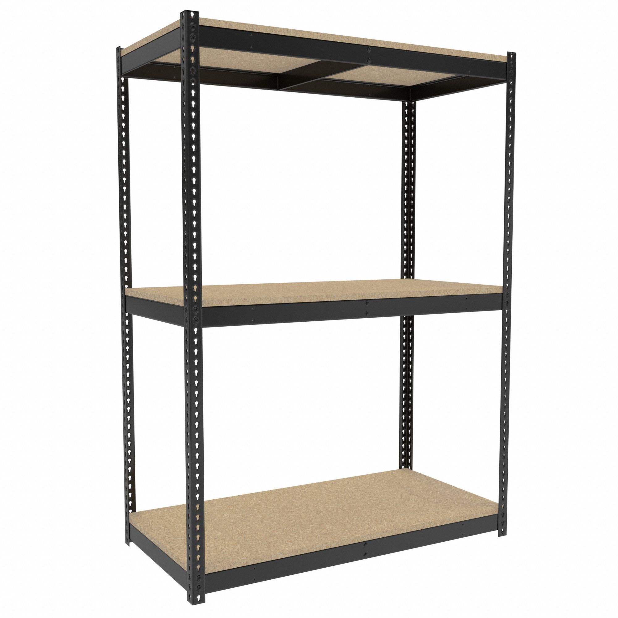 Boltless Shelving: Starter, Medium-Duty, 60 in x 30 in, 84 in Overall Ht, 3 Shelves, Open