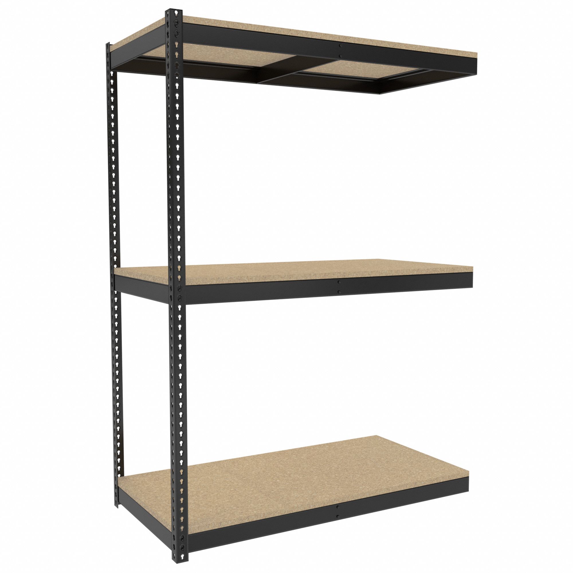 Boltless Shelving: Add-On, Medium-Duty, 60 in x 30 in, 84 in Overall Ht, 3 Shelves