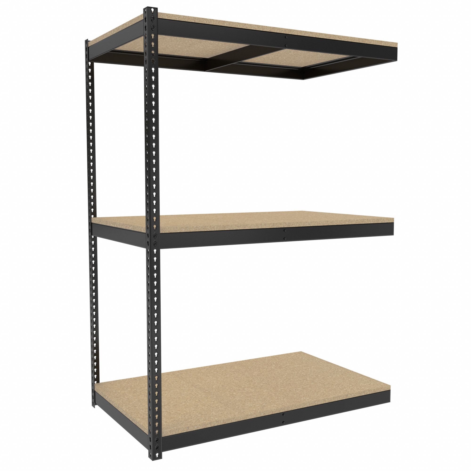 Boltless Shelving: Add-On, Medium-Duty, 60 in x 36 in, 84 in Overall Ht, 3 Shelves