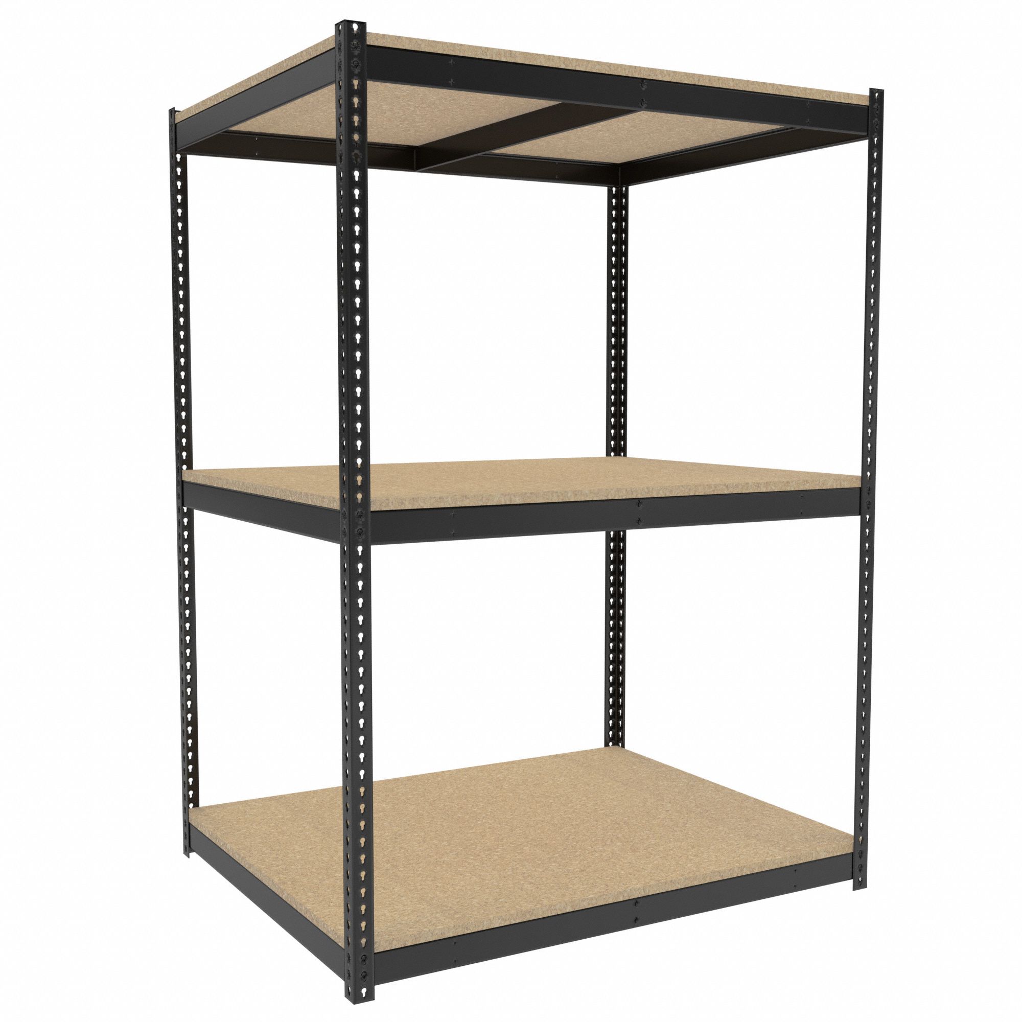 Boltless Shelving: Starter, Medium-Duty, 60 in x 48 in, 84 in Overall Ht, 3 Shelves, Open
