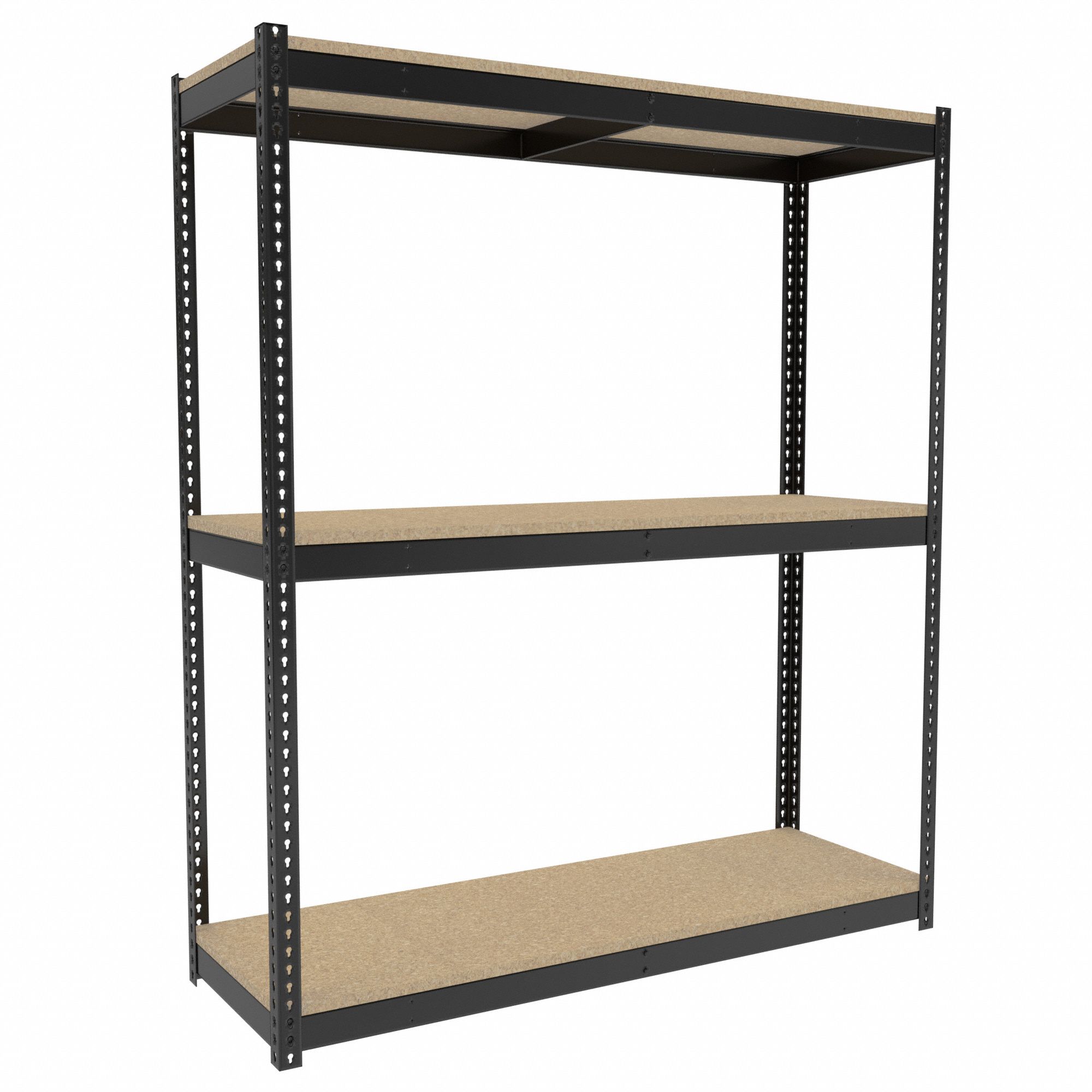 Boltless Shelving: Starter, Medium-Duty, 72 in x 24 in, 84 in Overall Ht, 3 Shelves, Open