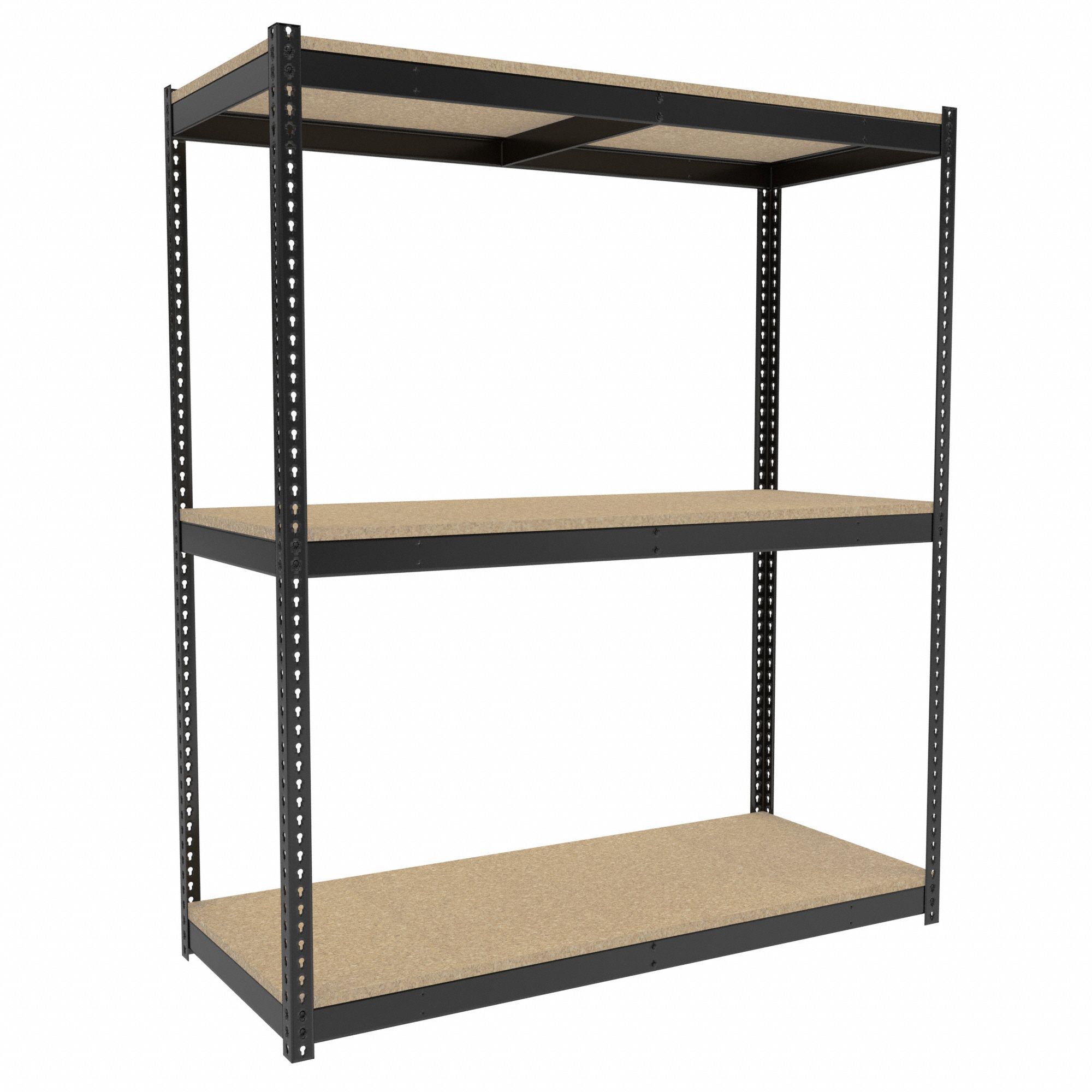 Boltless Shelving: Starter, Medium-Duty, 72 in x 30 in, 84 in Overall Ht, 3 Shelves, Open