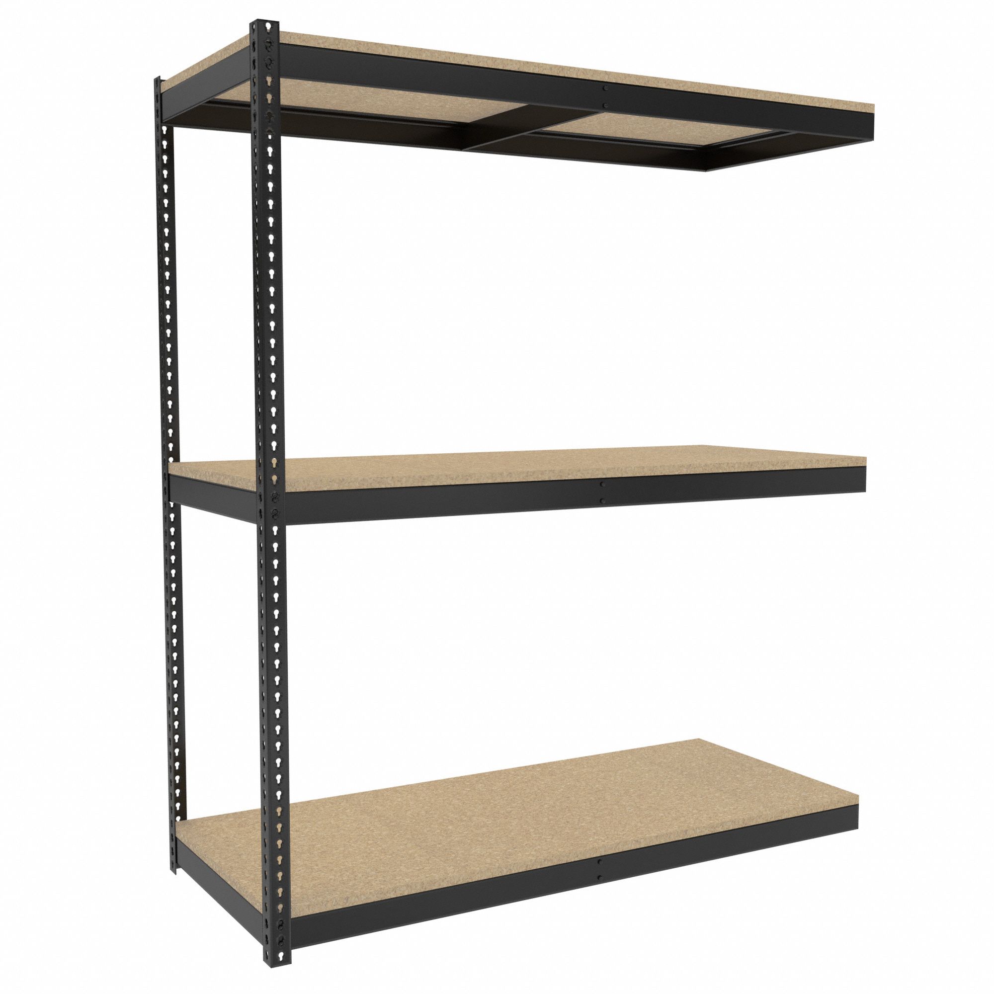 Boltless Shelving: Add-On, Medium-Duty, 72 in x 30 in, 84 in Overall Ht, 3 Shelves