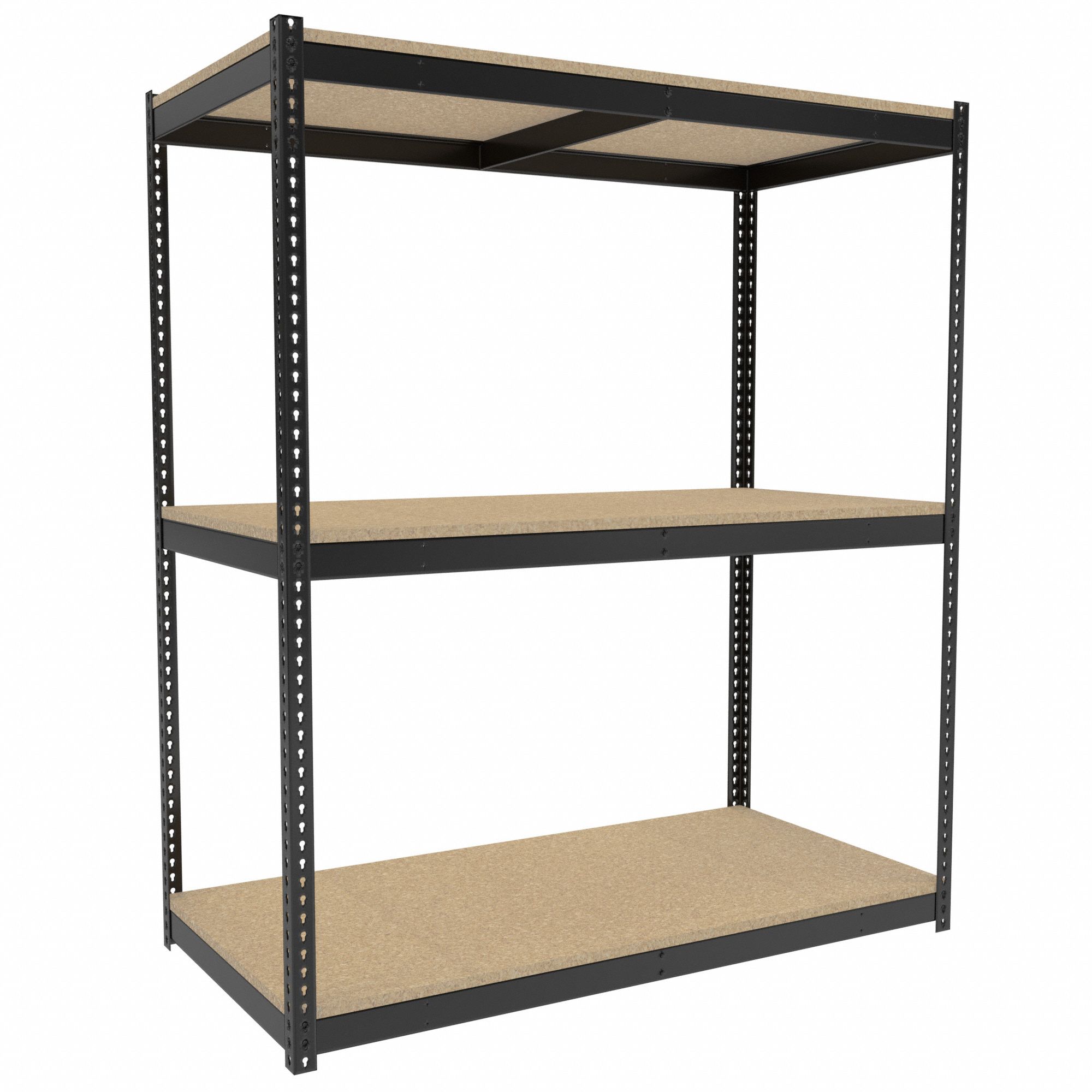 Boltless Shelving: Starter, Medium-Duty, 72 in x 36 in, 84 in Overall Ht, 3 Shelves, Open
