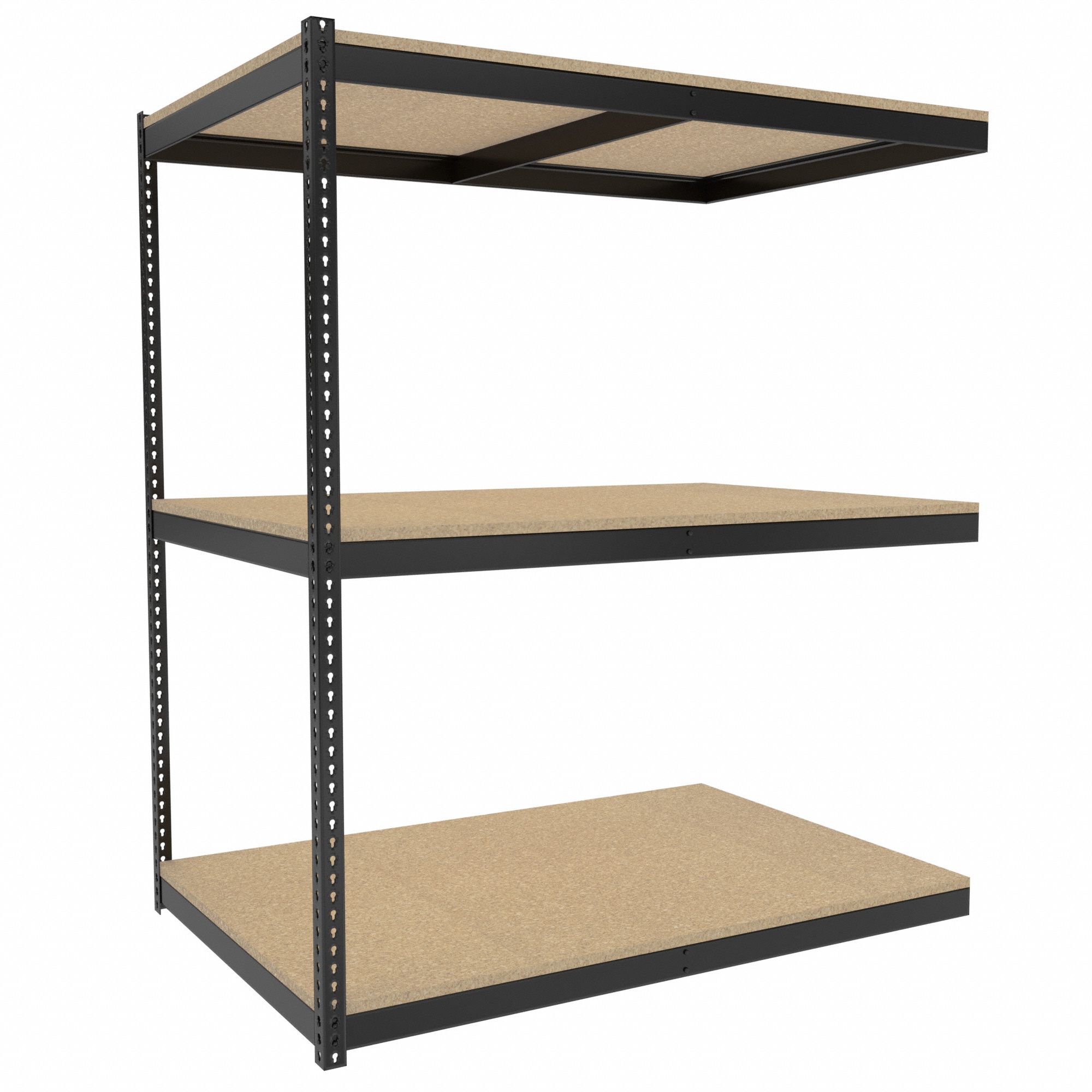 Boltless Shelving: Add-On, Medium-Duty, 72 in x 48 in, 84 in Overall Ht, 3 Shelves