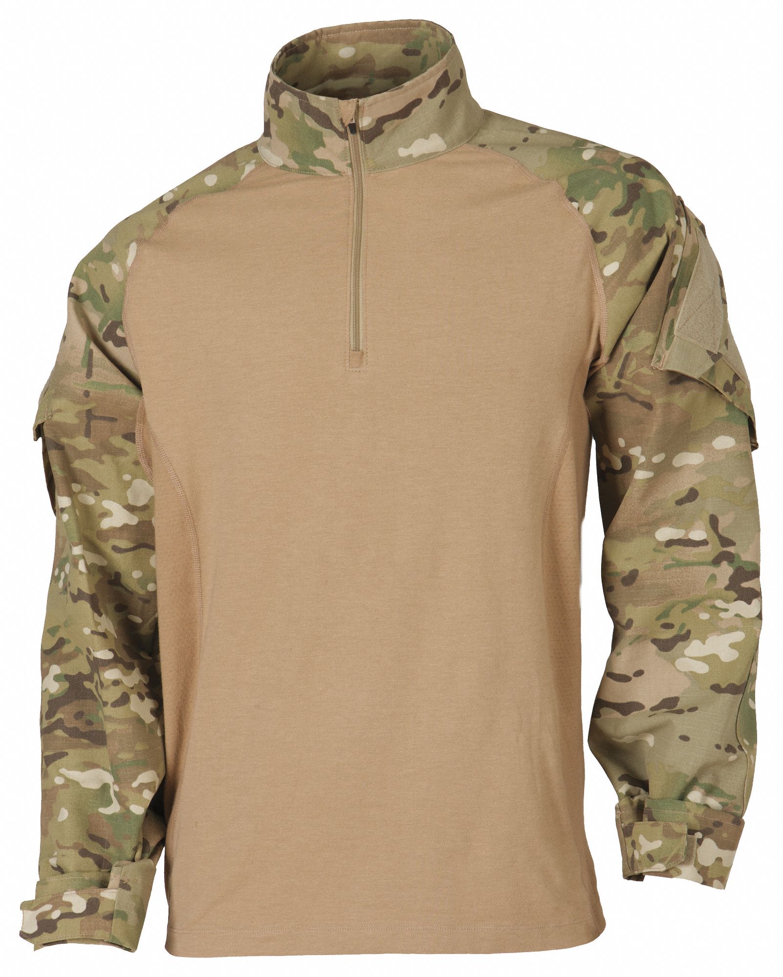 Military Shirt: BDU, Multicam, S, Regular, Men's, 2 Pockets, Zipper, 10.9 oz Fabric Wt