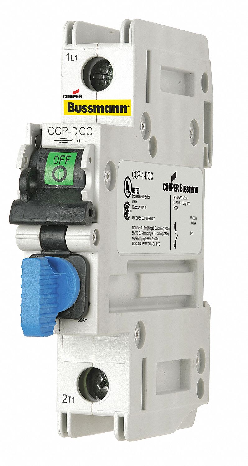 BUSSMANN, 1 Poles, 0 to 30 A, FingerSafe Fuse Block with Disconnect