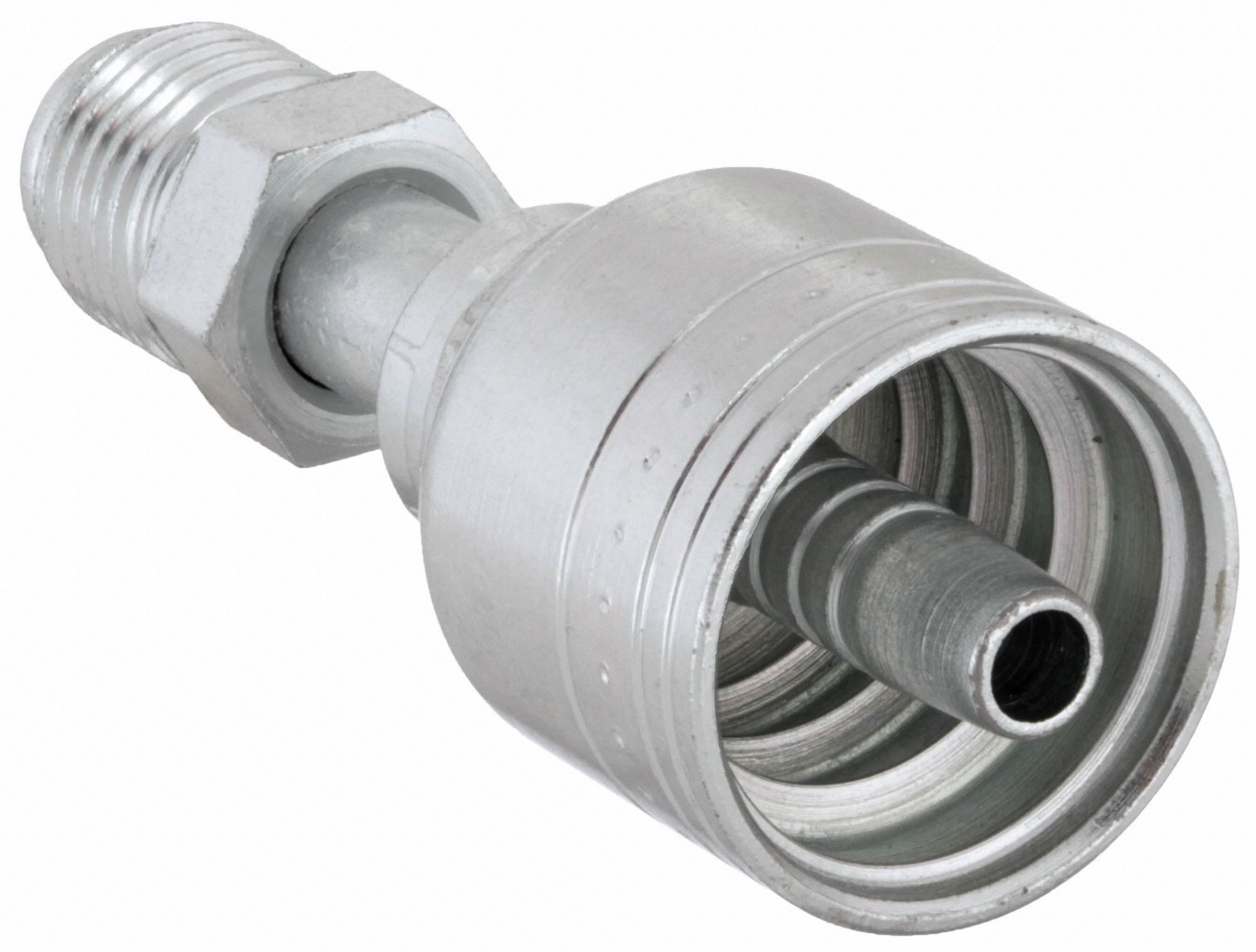 Hydraulic Crimp Fitting: Steel x Steel, Straight, -4 For Hose Dash Size, Male x Genderless