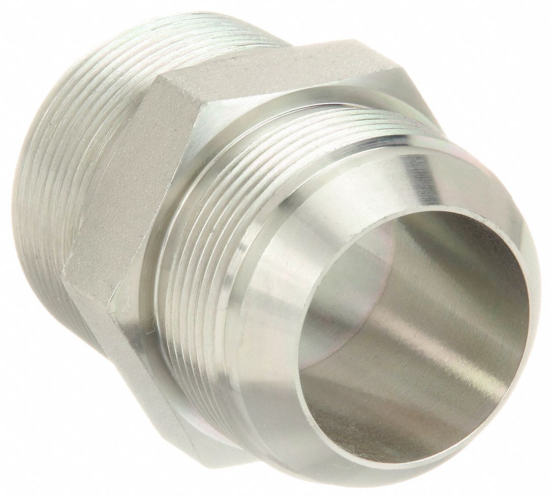 Hydraulic Hose Adapter: 1 1/2 in x 1 1/2 in Fitting Size, Male x Male, NPTF x NPTF, Rigid, Straight