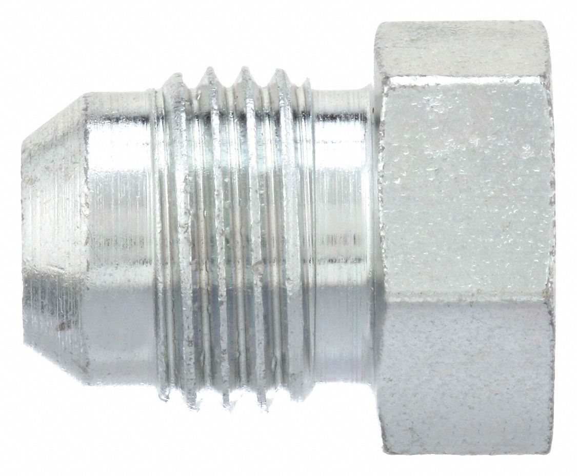 Hydraulic Hose Plug: Carbon Steel, 1/4 in Fitting Size, 8, 500 psi Max. Working Pressure @ 70 F, JIC