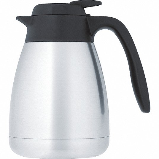 Vacuum Insulated Carafe: 34 oz, Stainless Steel, Silver