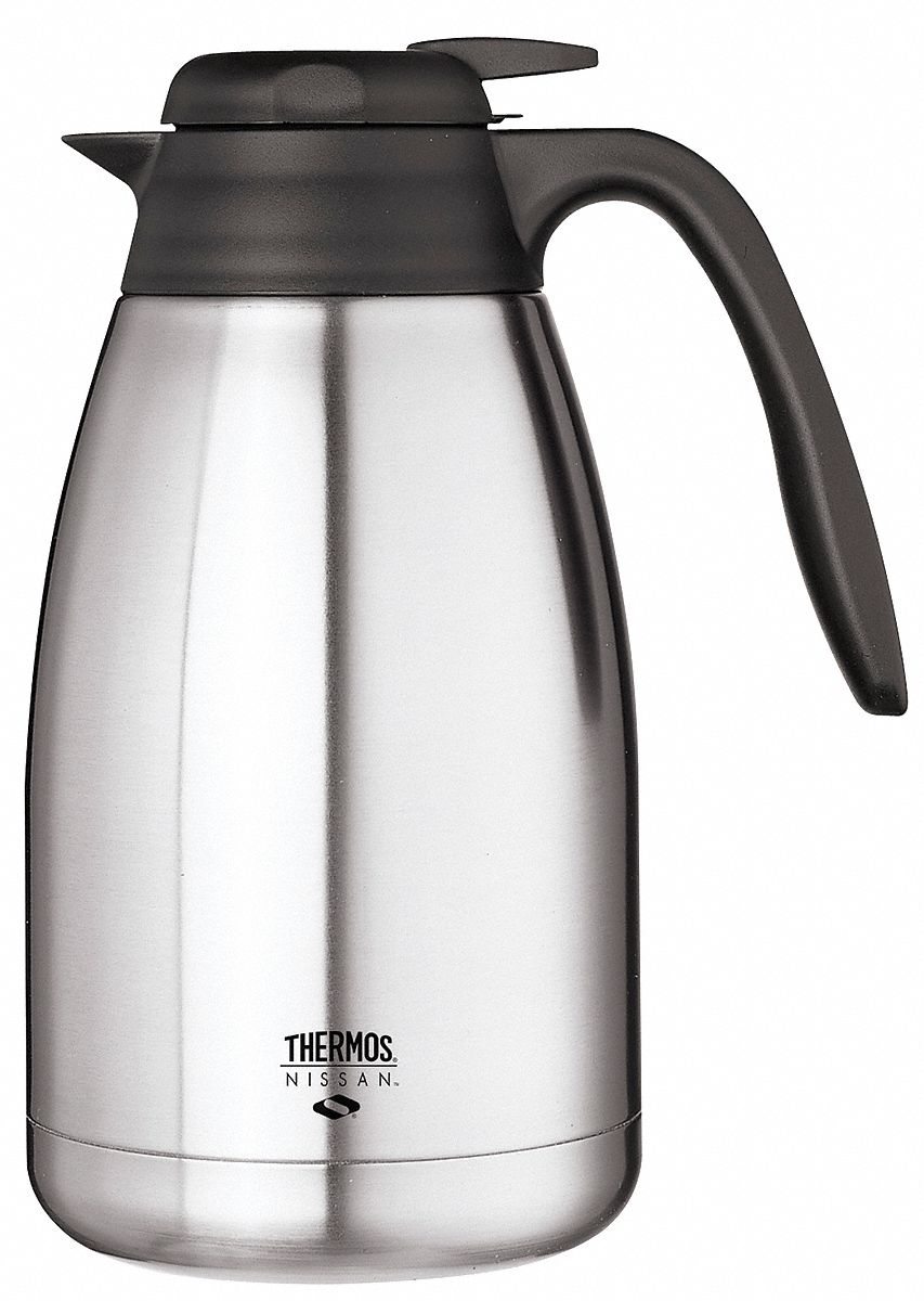 Vacuum Insulated Carafe: 50 oz, Stainless Steel, Silver