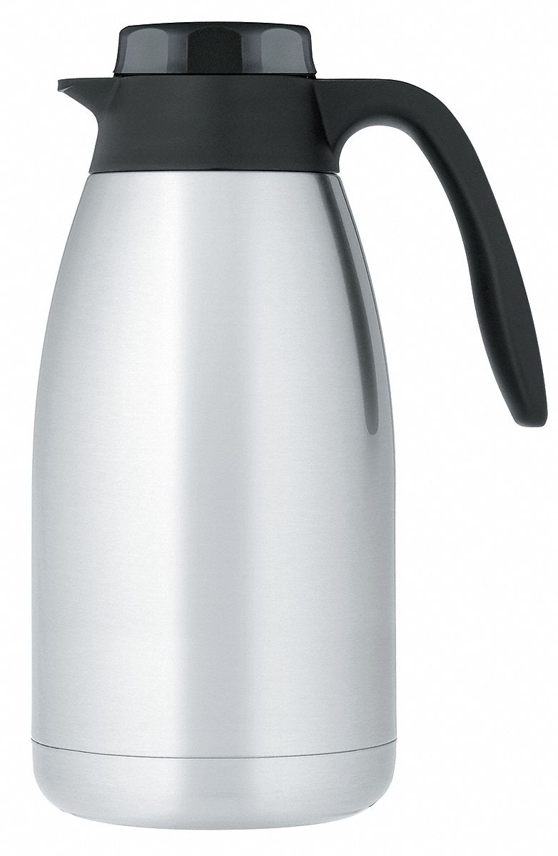 Vacuum Insulated Carafe: 64 oz, Stainless Steel, Silver