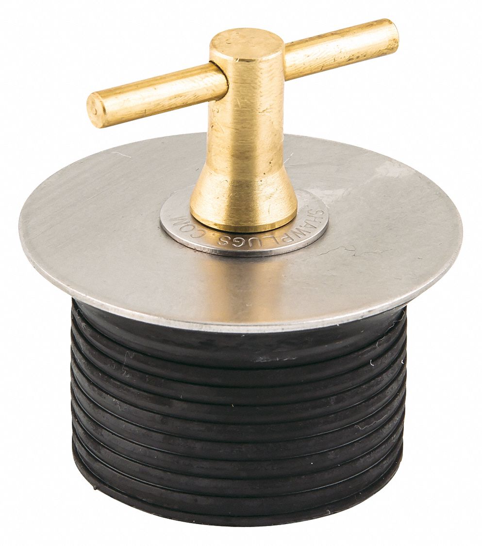 Shaw Plugs 52009 Turn-Tite Expandable Neoprene Rubber Plug with Brass Handle and Zinc Plated Steel Hardware 3 x 2 