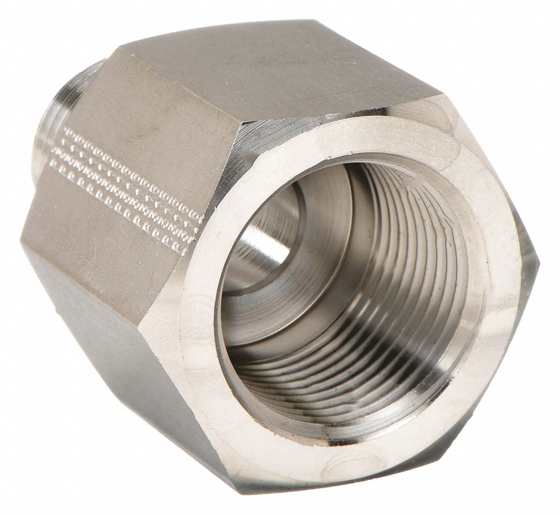 Reducing Adapter: 316 Stainless Steel, 1/2 in x 3/8 in Fitting Pipe Size,  Female NPT x Male NPT