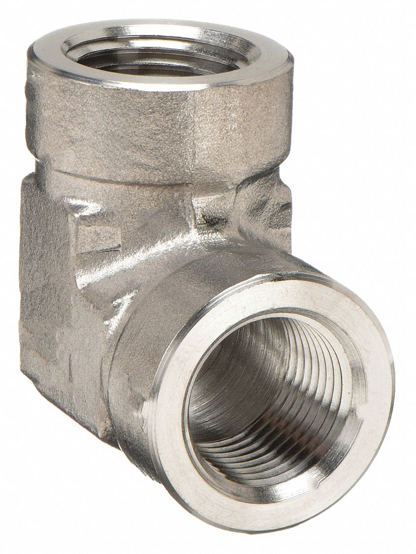 90° Elbow: 316 Stainless Steel, 1/2 in x 1/2 in Fitting Pipe Size, Female NPT x Female NPT