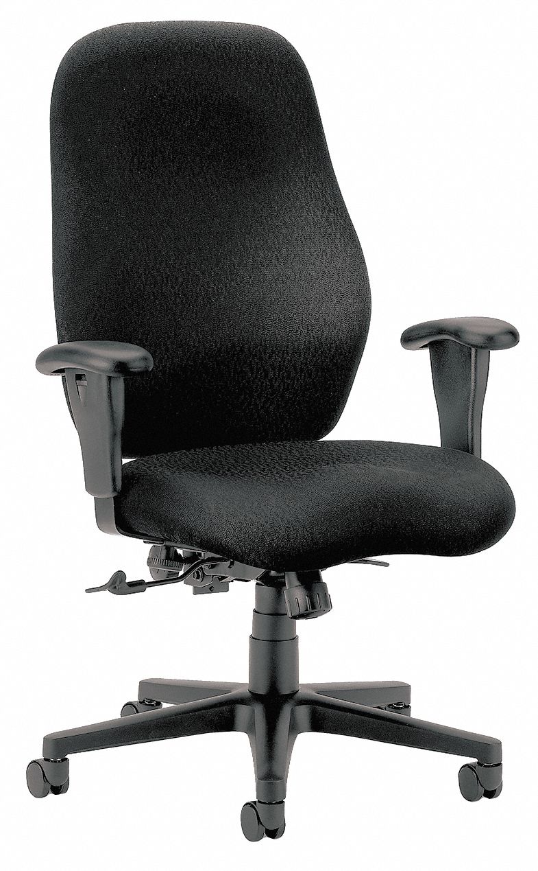 Hon Black Fabric Desk Chair 25 3 4 Back Height Arm Style