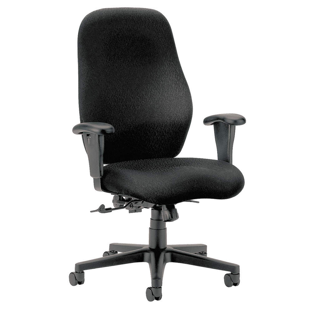 Hon Black Fabric Desk Chair 25 3 4 Back Height Arm Style