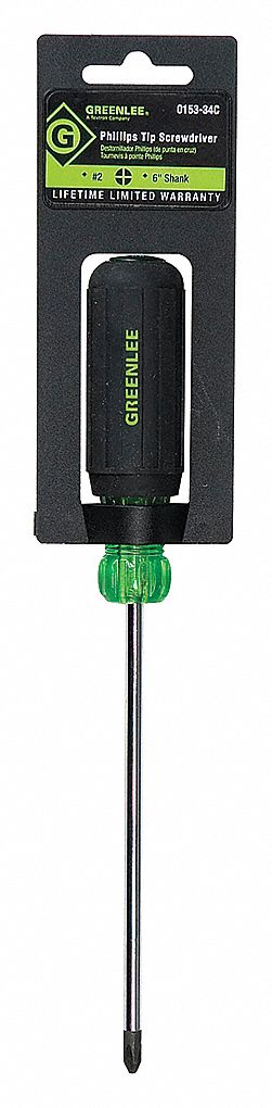 SCREWDRIVER, ACETATE, RUBBER HANDLE, #2 TIP, NOT INSULATED, 10 5/16 IN L