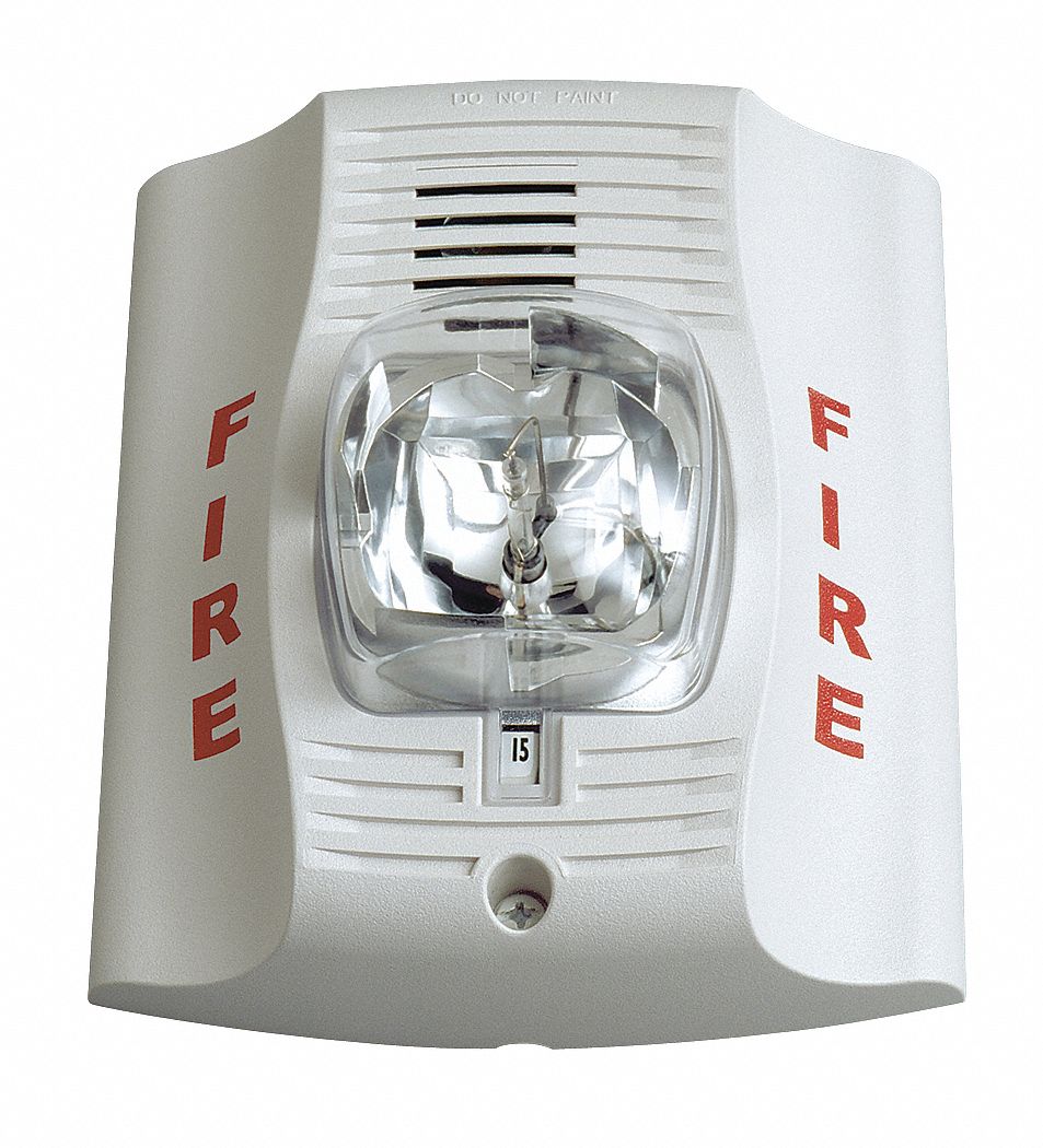 Horn Strobe,Wall,2Wire,Std Candela,Wht Grainger