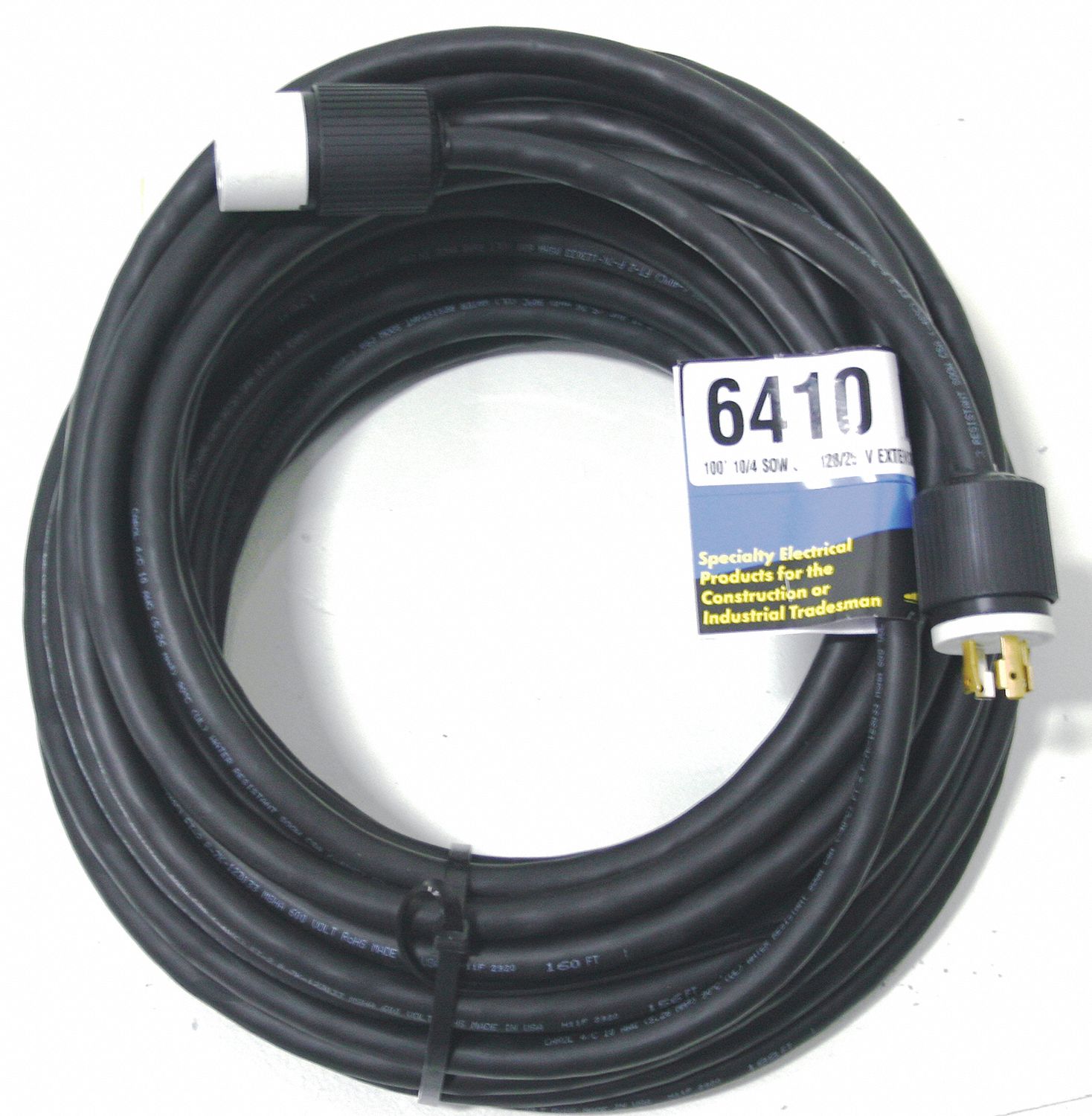 Indoor/Outdoor Extension Cord, 100 ft. Cord Length, 10/4 Gauge/Conductor, 30 Max. Amps