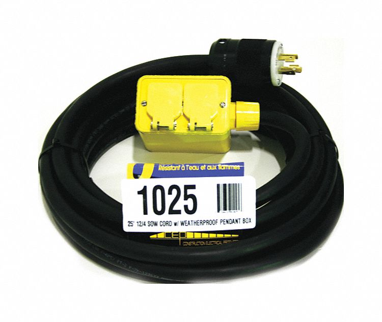 14N233 - Extension Cord 25ft 12/4 20A SOW Black
