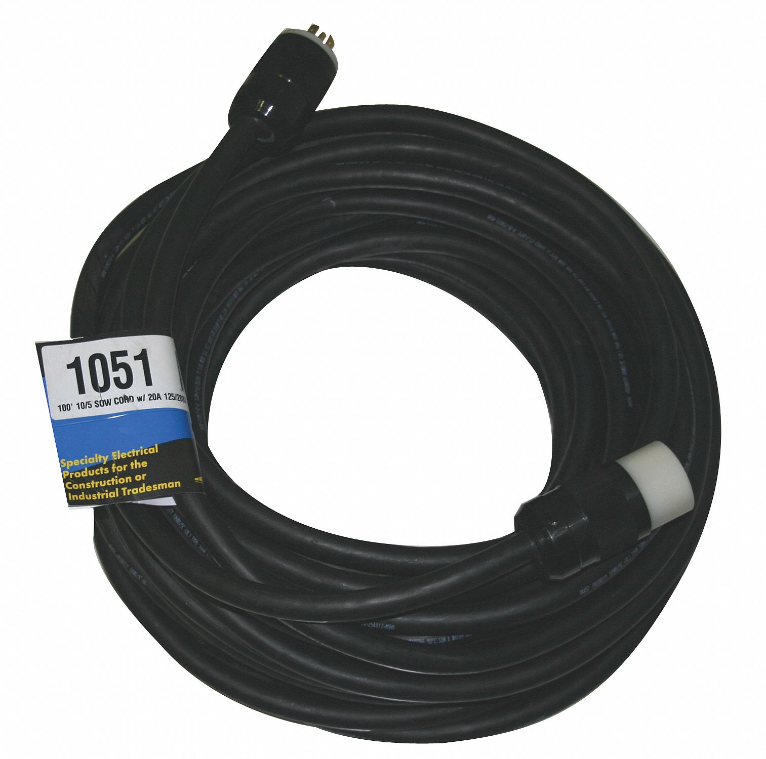 Indoor/Outdoor Extension Cord, 100 ft. Cord Length, 10/5 Gauge/Conductor, 30 Max. Amps