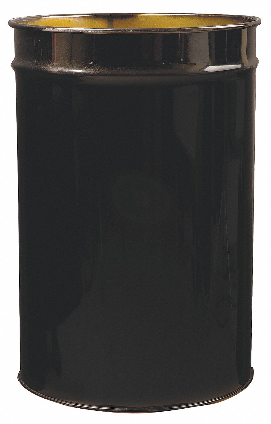 Trash Can: Steel, 55 gal Container Capacity, Open Top, 23 3/4 in Overall Dia, White