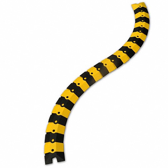 Cable Protector: 1 Channels, 1/2 in Max Cable Dia, 3 in Wd, 3/4 in Ht, 39 1/2 in Lg, Black/Yellow