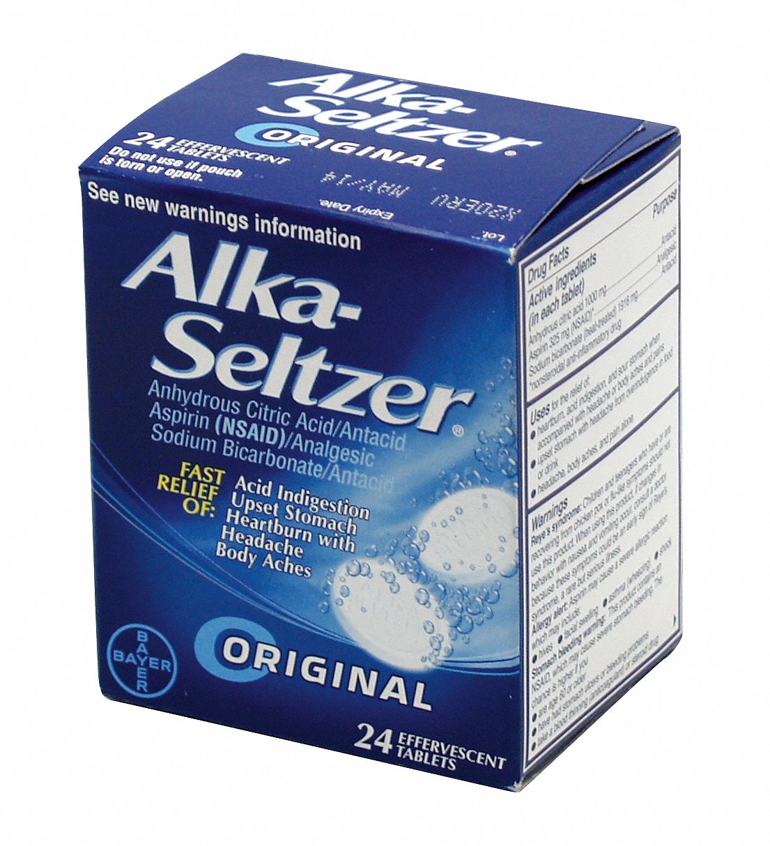 ALKASELTZER, Unflavored, 24 Individual Doses, AlkaSeltzer 14N922