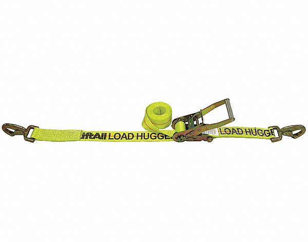 TIE DOWN STRAP, RATCHET, SNAP-HOOK, GEN PURPOSE, 2 IN W, 3,300 LB WLL, YELLOW, 27 FT L