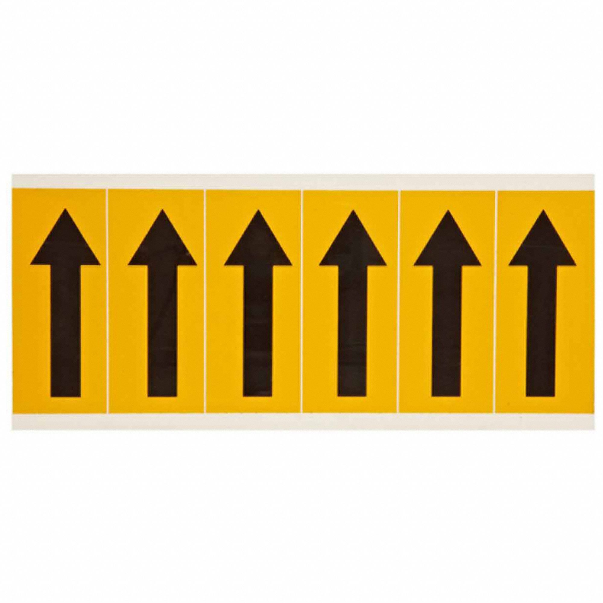 Symbol Label: 3 in Character Ht, Indoor/Outdoor, Non-Reflective, Gothic, Black, Arrow, Die Cut