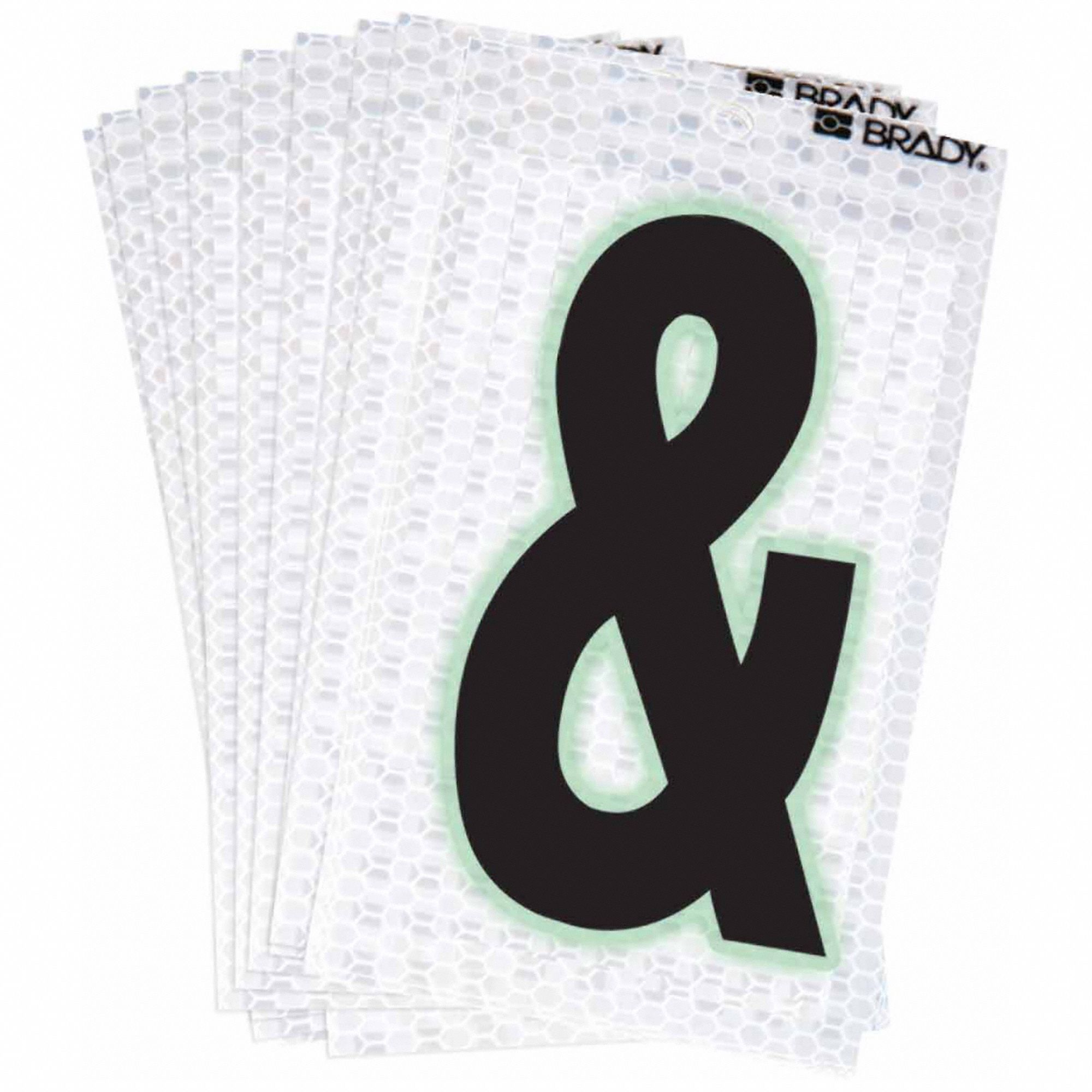 Punctuation Label: 2 in Character Ht, Indoor/Outdoor, Gothic, Black, Ampersand (&), Die Cut, 10 PK