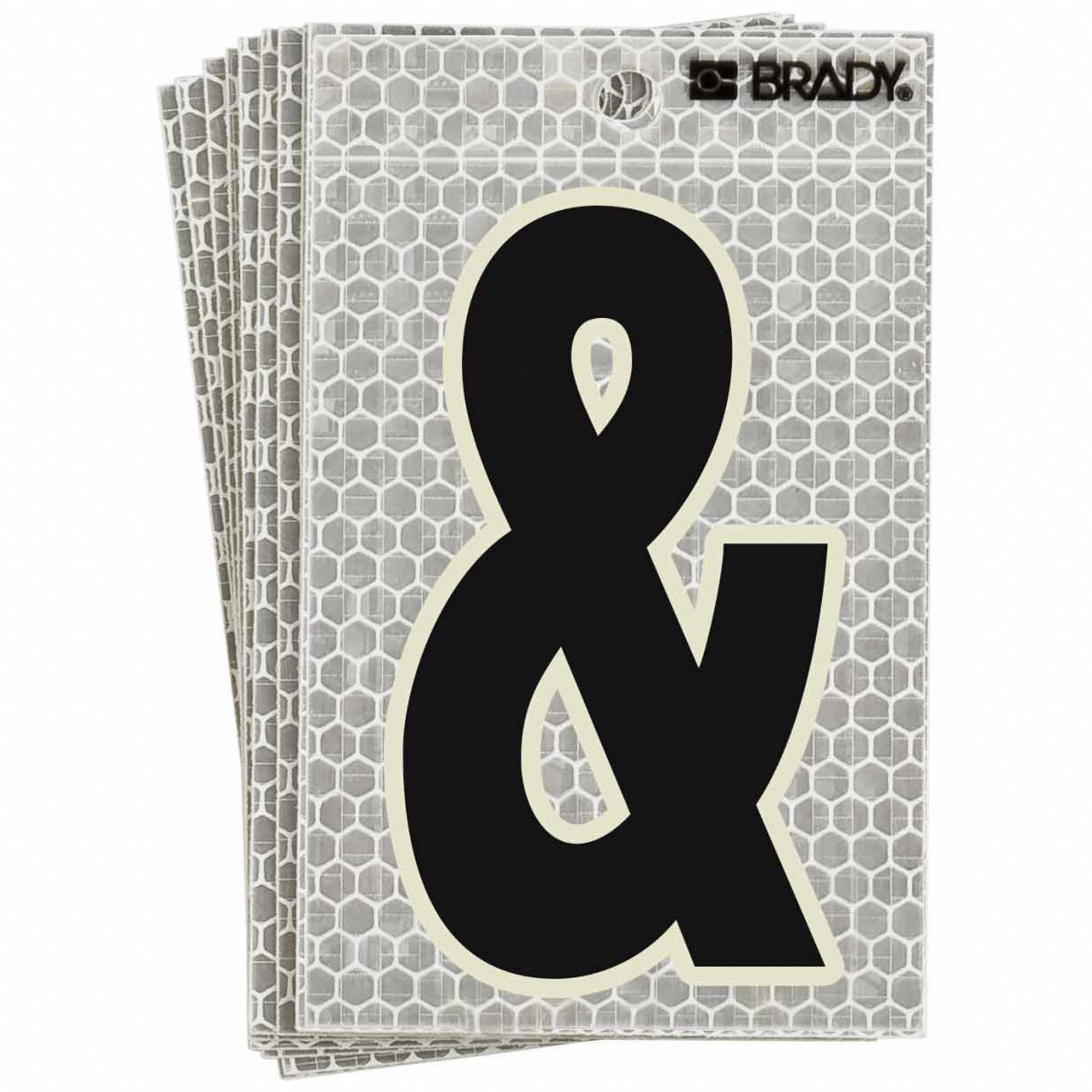 Punctuation Label: 3 in Character Ht, Indoor/Outdoor, Gothic, Black, Ampersand (&), Die Cut, 10 PK