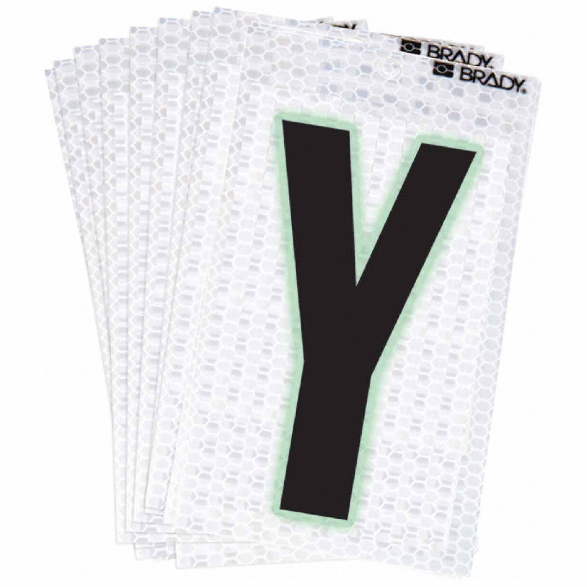 Letter Label: 2 in Character Ht, Indoor/Outdoor, High Intensity Prismatic Retroreflective, 10 PK