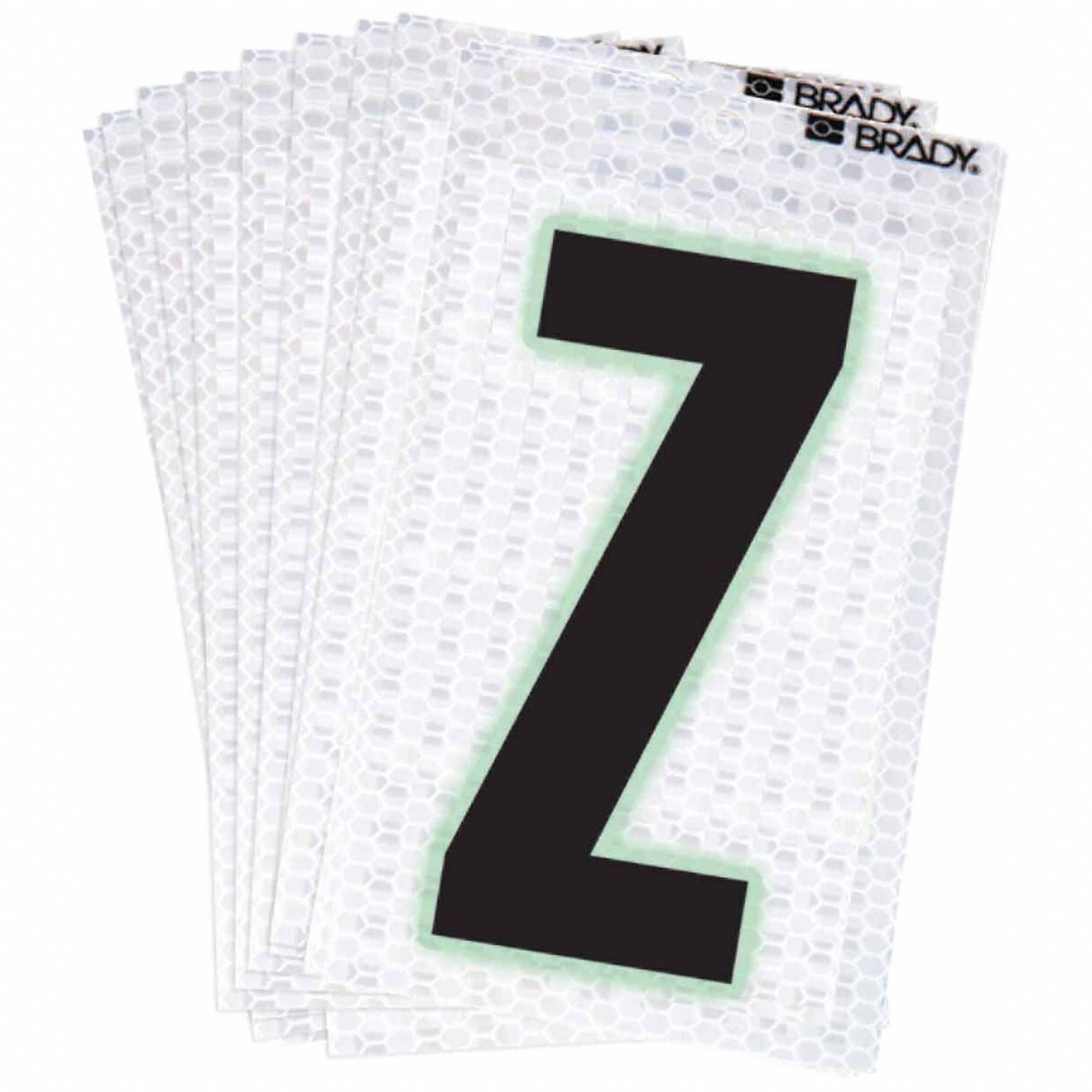 Letter Label: 2 in Character Ht, Indoor/Outdoor, High Intensity Prismatic Retroreflective, Z, 10 PK
