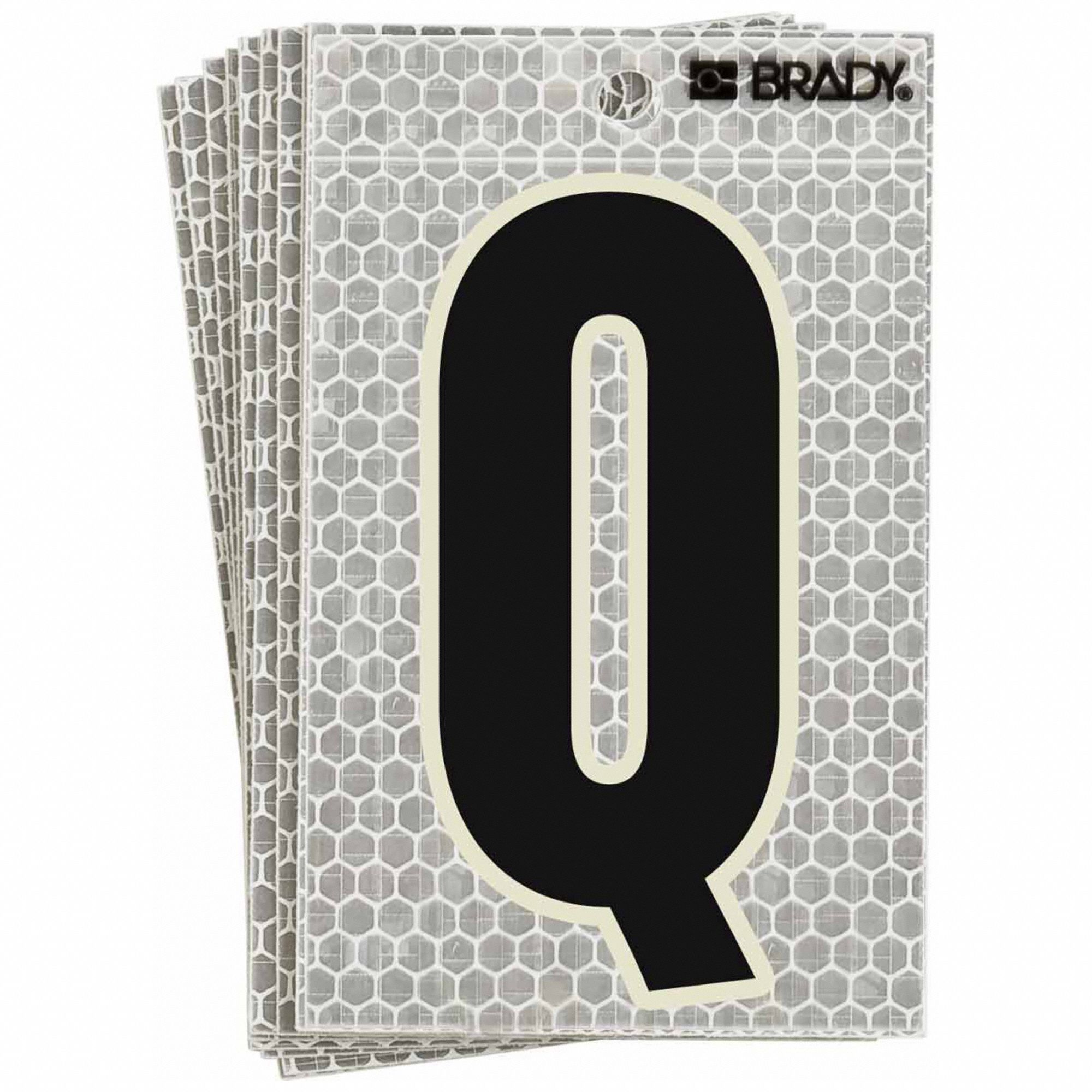 Letter Label: 3 in Character Ht, Indoor/Outdoor, High Intensity Prismatic Retroreflective, Q, 10 PK