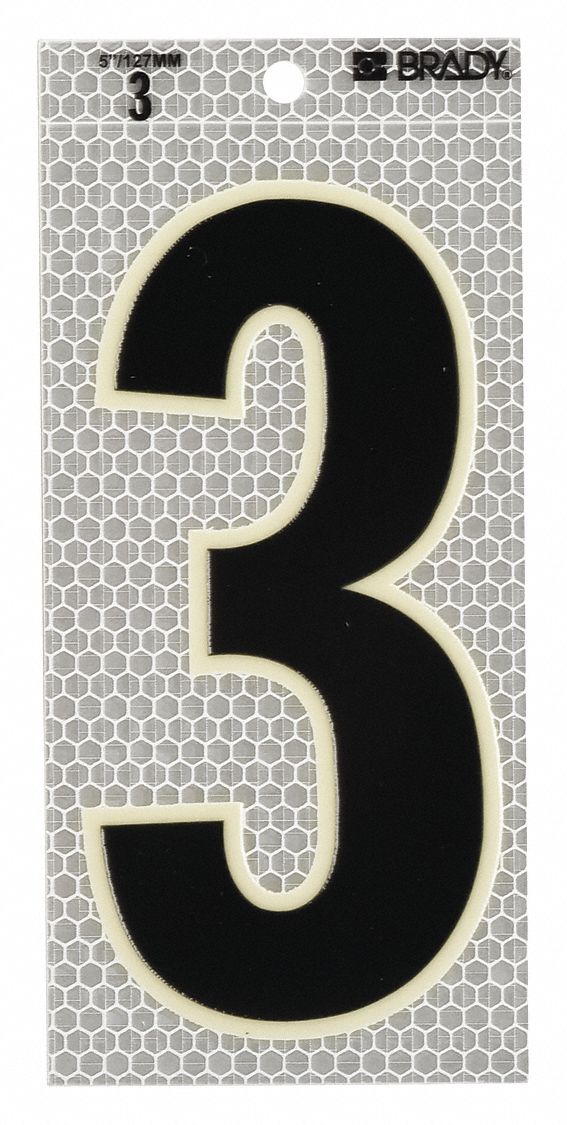 BRADY ULTRA REFLECTIVE NUMBERS,3,6 IN. H,PK10 - Letters and Numbers ...