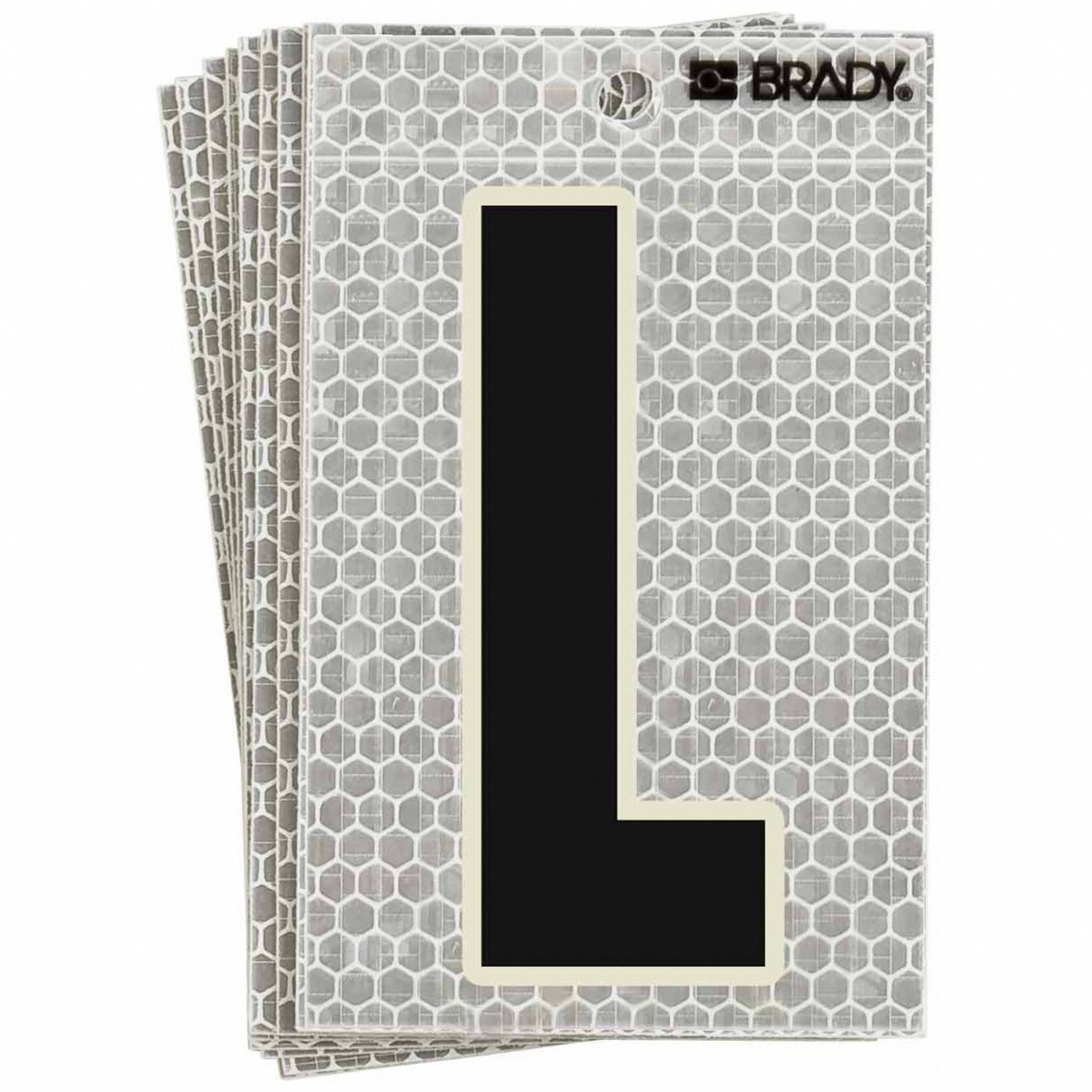 Letter Label: 3 in Character Ht, Indoor/Outdoor, High Intensity Prismatic Retroreflective, L, 10 PK