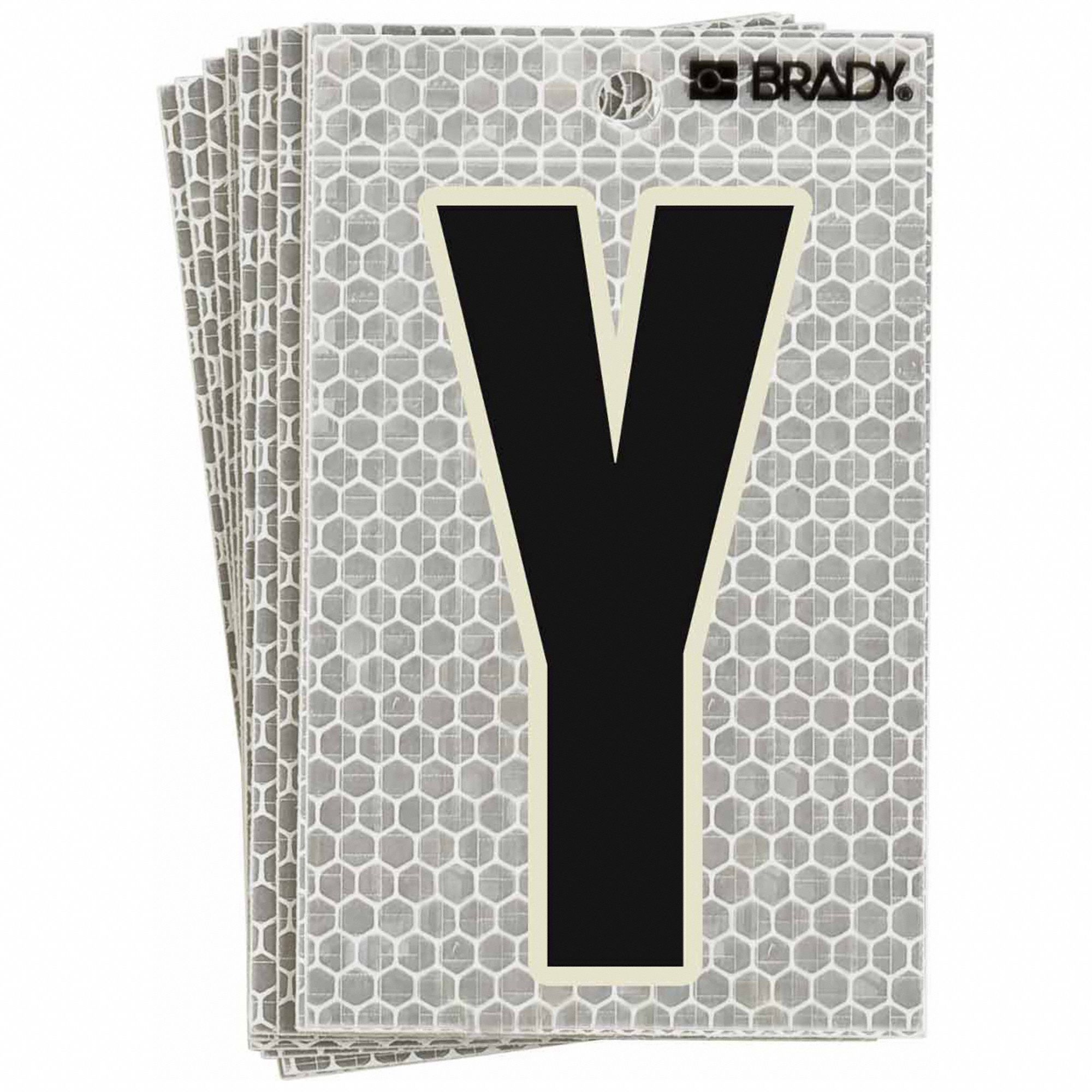 Letter Label: 3 in Character Ht, Indoor/Outdoor, High Intensity Prismatic Retroreflective, 10 PK