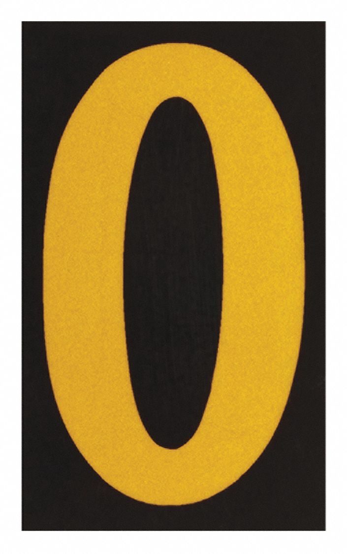 Letter Label: 2 1/2 in Character Ht, Indoor/Outdoor, Engineer-Grade Retroreflective, Yellow, 25 PK