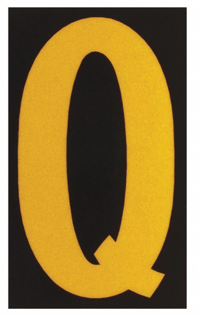 Letter Label: 2 1/2 in Character Ht, Indoor/Outdoor, Engineer-Grade Retroreflective, Yellow, 25 PK