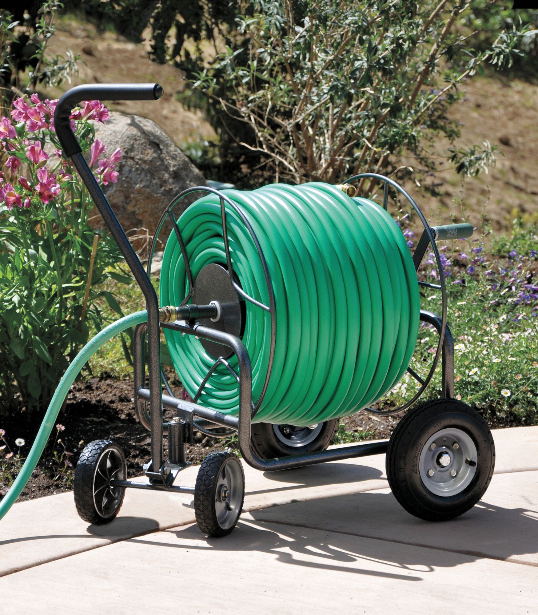 YARD BUTLER Garden Hose Reel: 400 ft (5/8 in I.D.), 18 in Reel Dia ...