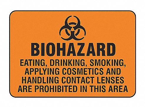 SAFETY SIGN BIOHAZARD EATING VIN