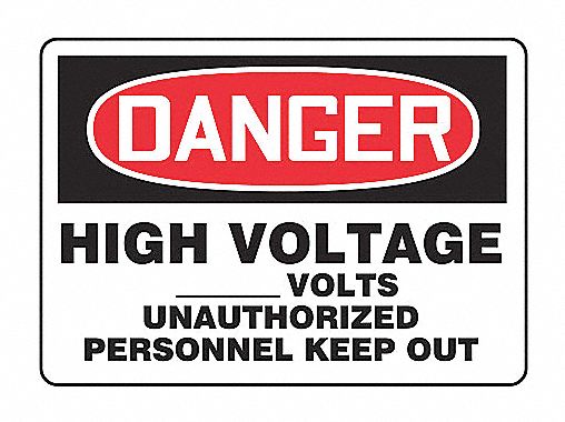 SAFETY SIGN HIGH VOLTAGE ALUMINUM