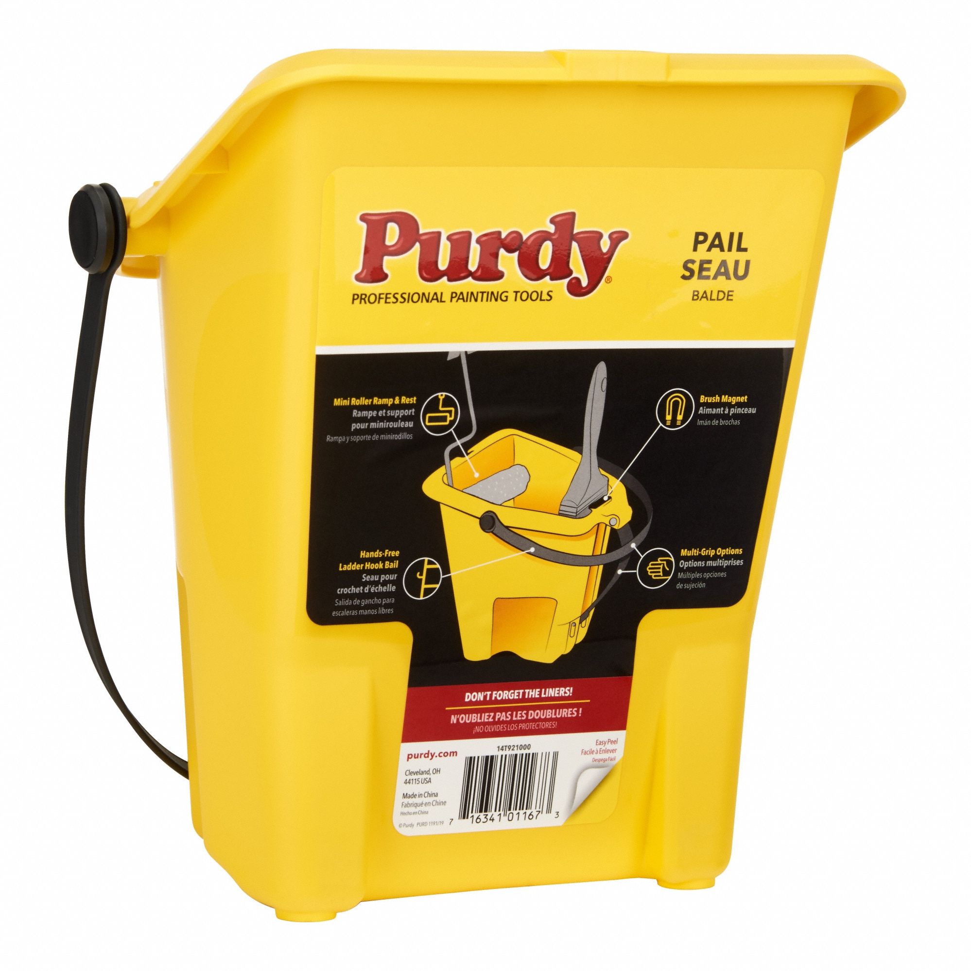 PURDY, 7 3/4 in Overall Wd, 1 qt Capacity, Paint Pail - 911TY8 ...
