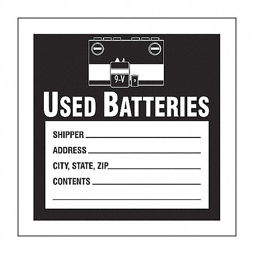 ACCUFORM SIGNS HAZ WASTE LBL USED BATTERIES 6X6 DOT Handling Labels